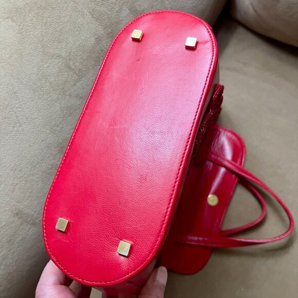 Stuart Weitzman Papillion Red Leather Handbag - Picture 5 of 14